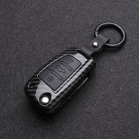 Audi Key Case Carbon Black Red Silicone - fitted on vehicle - Becquet Voiture