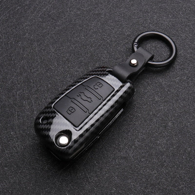 Coque Clé Audi Carbone Silicone Noir Rouge - installé sur véhicule - Becquet Voiture