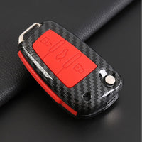 Audi Key Case Carbon Black Red Silicone - rear view - Becquet Voiture
