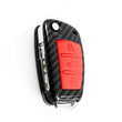 Coque Clé Audi Carbone Silicone Noir Rouge