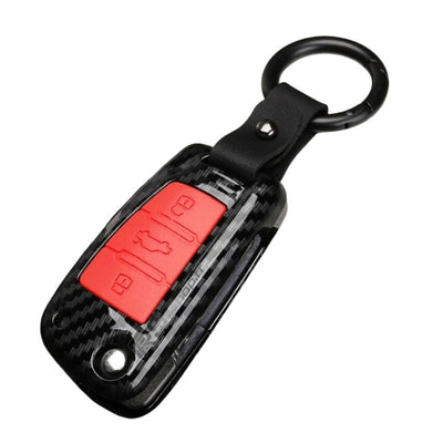 Coque Clé Audi Carbone Silicone Noir Rouge - vue de profil - Becquet Voiture