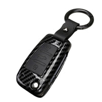 Audi Key Case Carbon Black Red Silicone - close-up view - Becquet Voiture