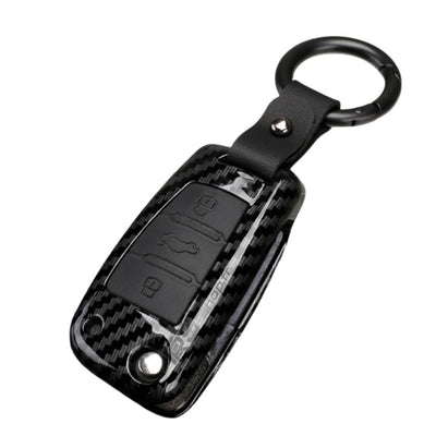 Coque Clé Audi Carbone Silicone Noir Rouge - vue rapprochée - Becquet Voiture