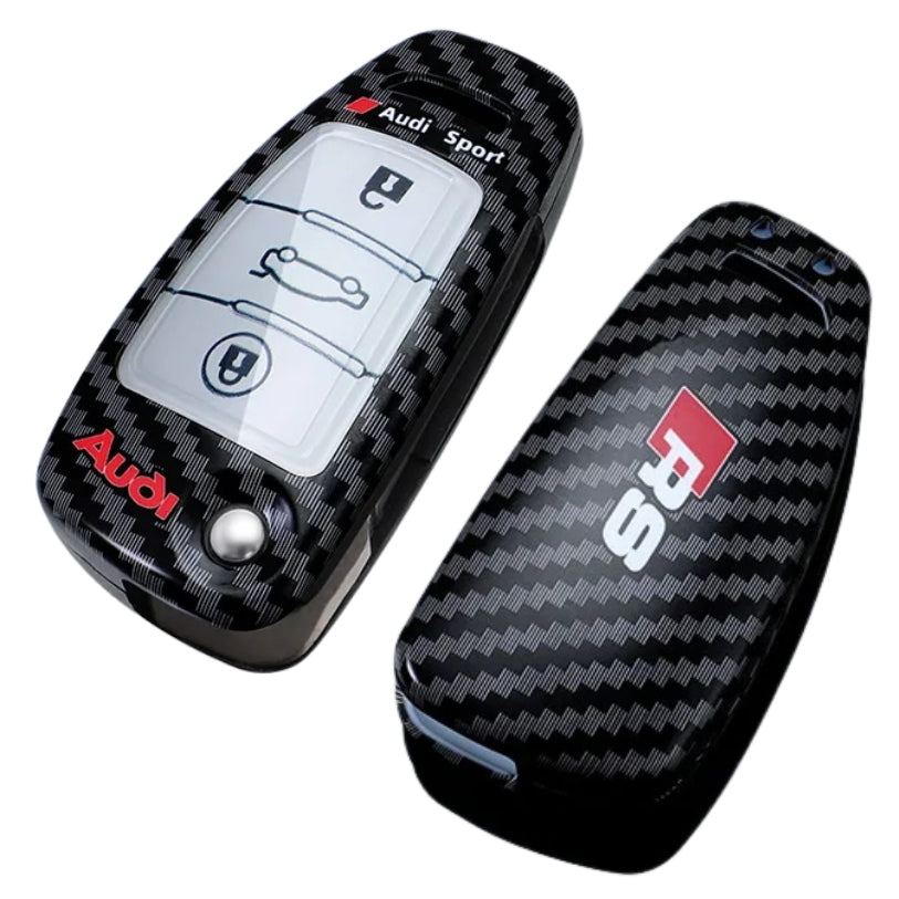 Coque Clé Audi RS Carbone Blanc Quattro - vue de face - Becquet Voiture