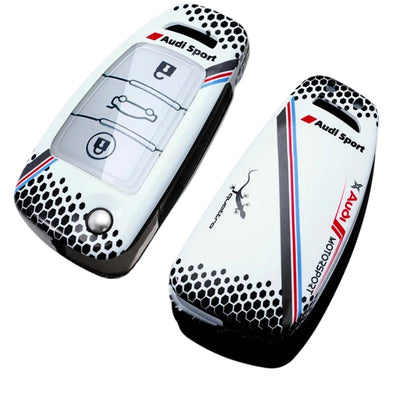 Coque Clé Audi RS Carbone Blanc Quattro - vue de profil - Becquet Voiture