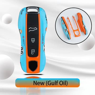 Coque de Clé Porsche Gulf Style Racing 911 Cayenne Macan - vue de trois-quarts - Becquet Voiture