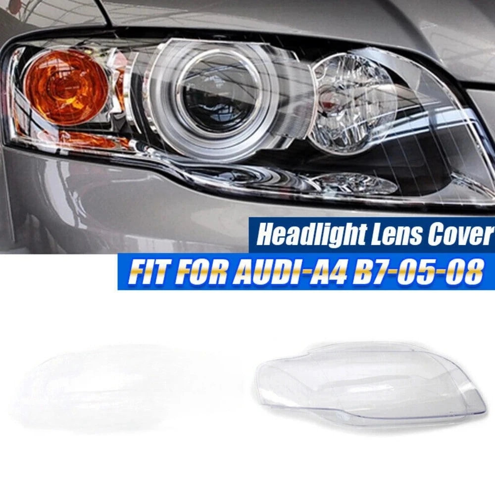Coque Lentille Phare Audi A4 B7 S4 RS4 2006-2008 Transparente - vue de face - Becquet Voiture