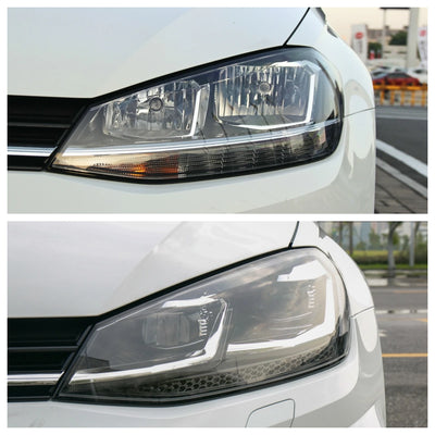 Coque Lentille Phare VW Golf 7.5 2018-2020 Transparente - vue de profil - Becquet Voiture