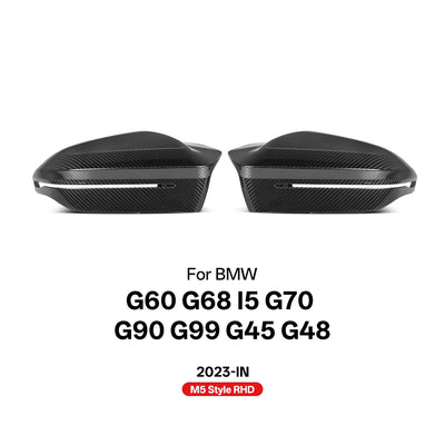 Coque Rétroviseur Carbone BMW G60 G70 i5 M5 Style - détail du montage - Becquet Voiture