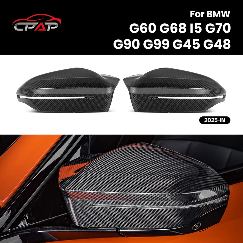 Coque Rétroviseur Carbone BMW G60 G70 i5 M5 Style - vue de face - Becquet Voiture