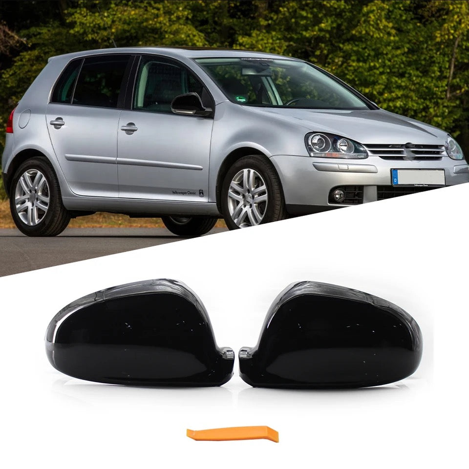 Coque rétroviseur Golf 5 (2003-2008) noir brillant - vue de face - Becquet Voiture