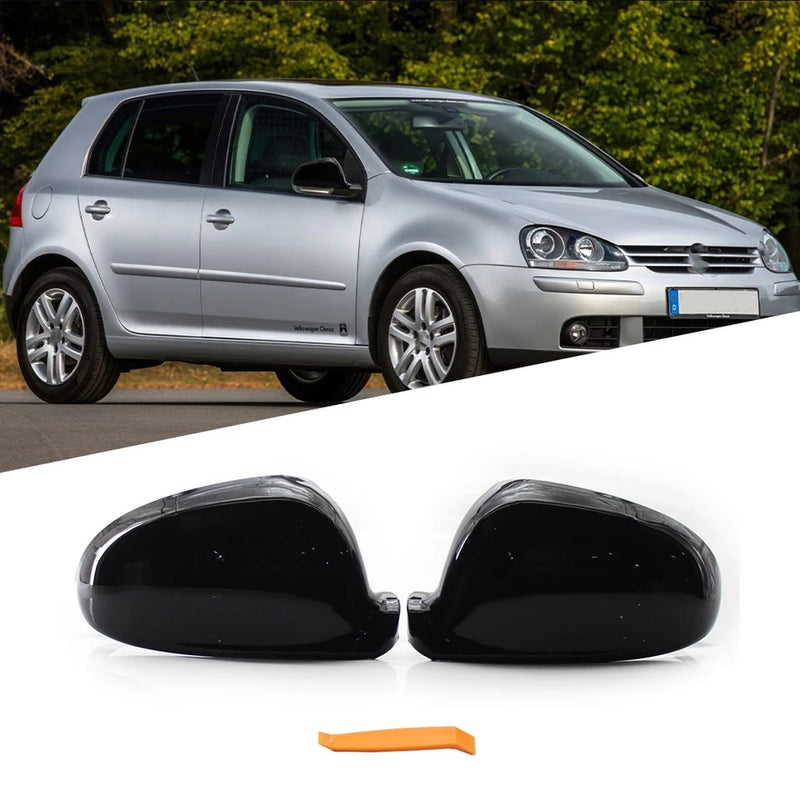 Coque rétroviseur Golf 5 (2003-2008) noir brillant - vue de face - Becquet Voiture