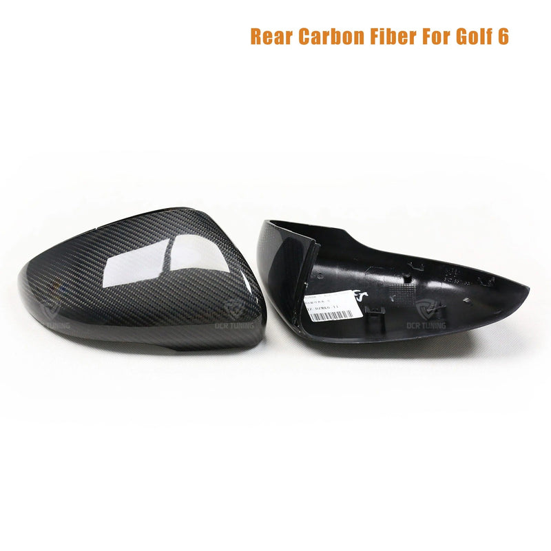 Coque rétroviseur Golf 6 véritable fibre de carbone Volkswagen - vue de face - Becquet Voiture