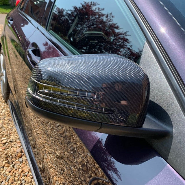 Coque rétroviseur Mercedes Benz véritable fibre de carbone - vue de face - Becquet Voiture