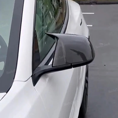 Coque Rétroviseur Tesla Model 3 Y Carbone - installé sur véhicule - Becquet Voiture