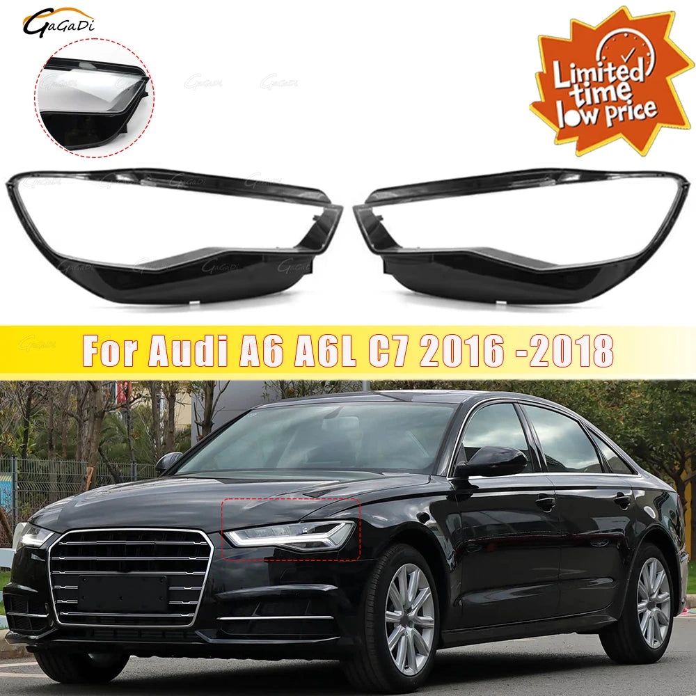 Coque Transparente de Phare Audi A6L C7 2016-2018 - vue de face - Becquet Voiture