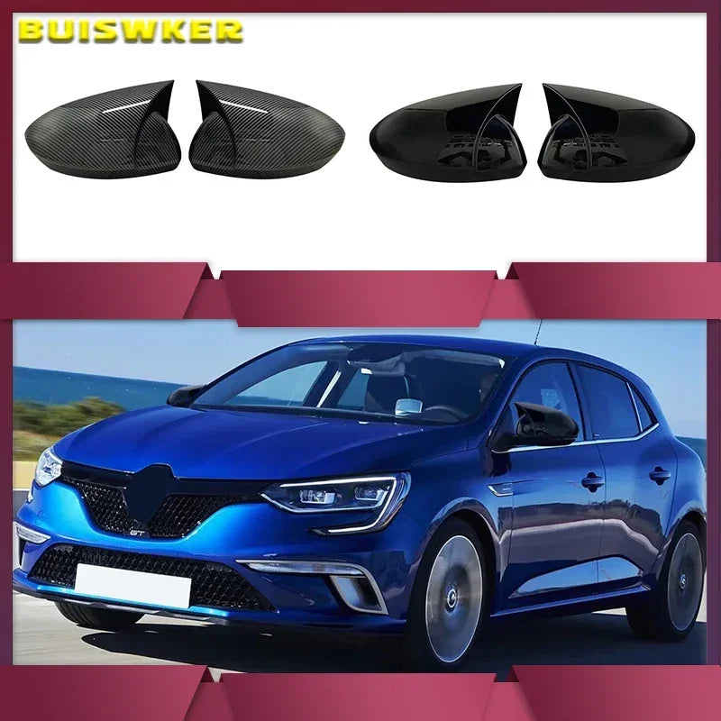 Coques de Rétroviseur Renault Megane 4 2016-2020 Noir Brillant - vue de face - Becquet Voiture