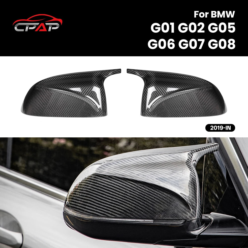 Coques de Rétroviseurs Carbone BMW X3 X4 X5 X6 X7 Style M 2019+ - vue de face - Becquet Voiture