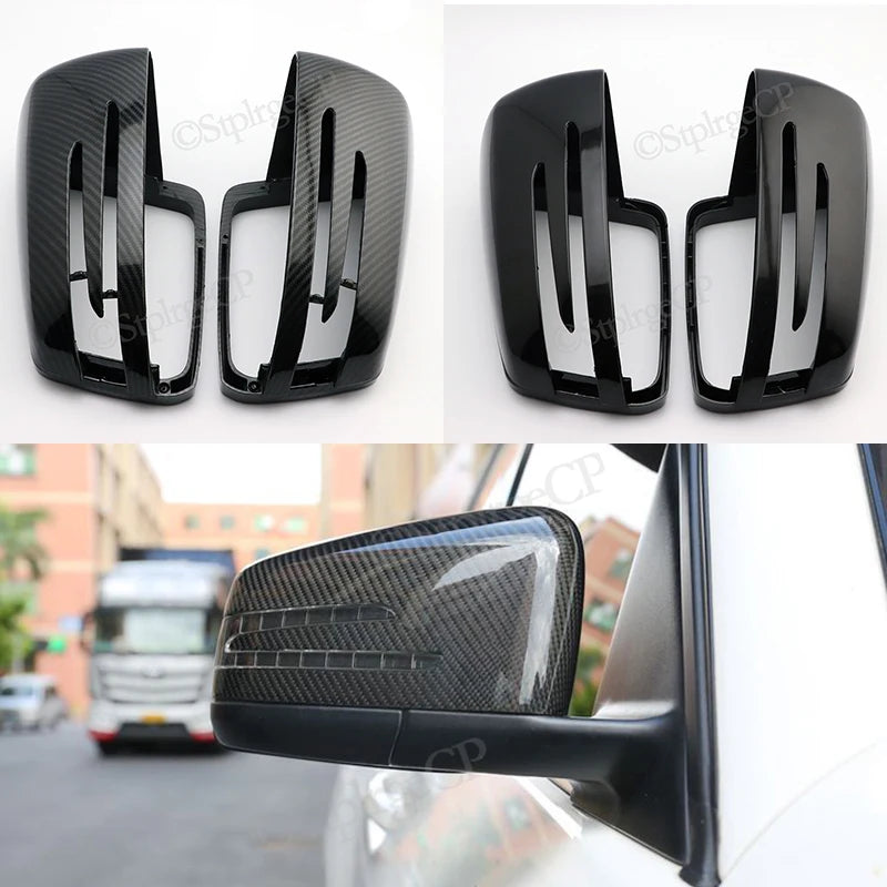 Coques Rétroviseur Mercedes A B C E S CLA GLA Noir Brillant - vue de face - Becquet Voiture