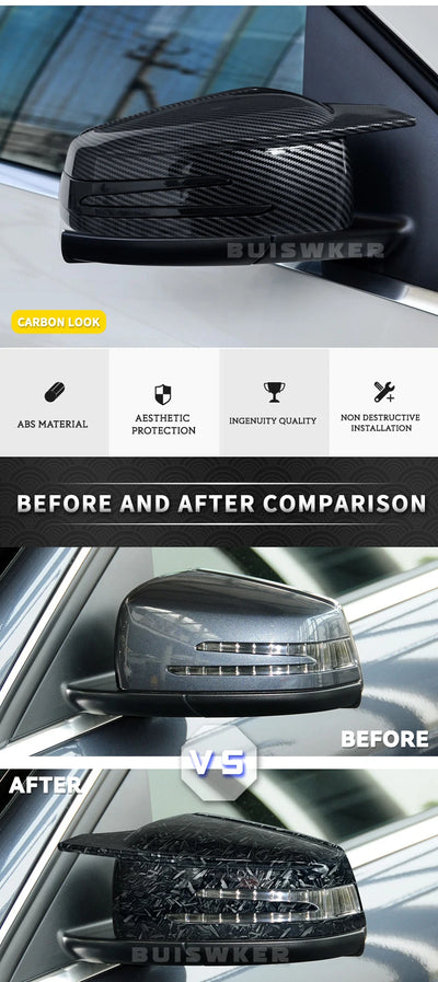 Coques Rétroviseur Mercedes W204 W212 W221 CLA GLA Carbone - vue rapprochée - Becquet Voiture