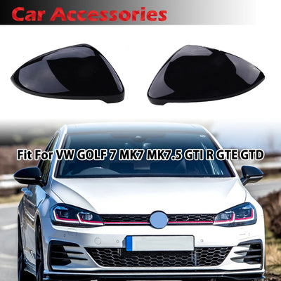 Coques Rétroviseur VW Golf 7 MK7 MK7.5 GTI R Noir Brillant - vue de face - Becquet Voiture