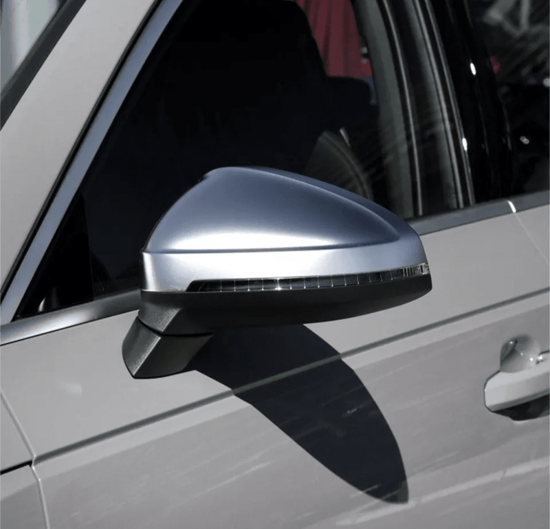 Außenspiegelkappen Audi A4 B9 Chrom matt silber - Vorderansicht - Becquet Voiture