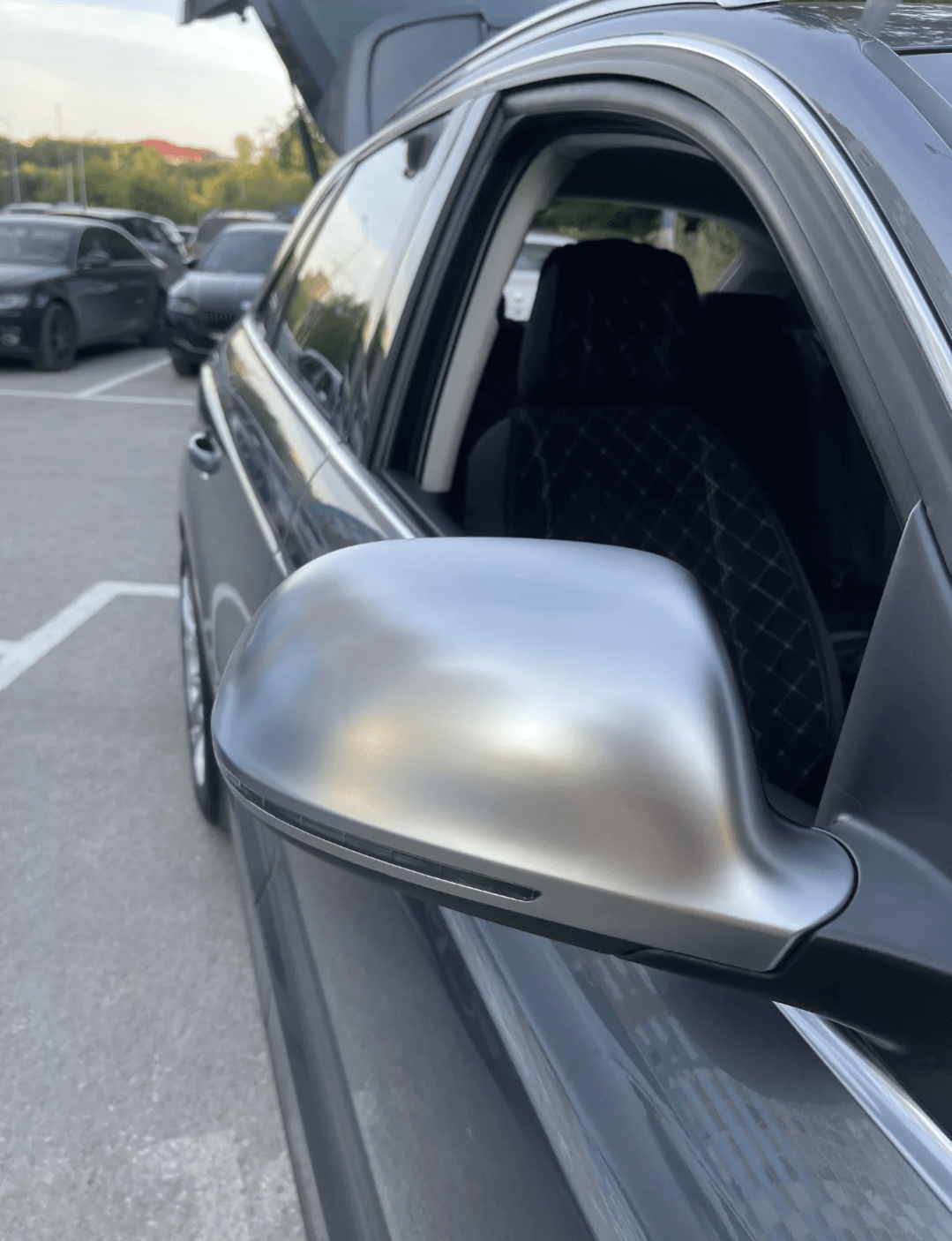 Coques rétroviseurs Audi A5 B8 chrome argent mat - vue de face - Becquet Voiture