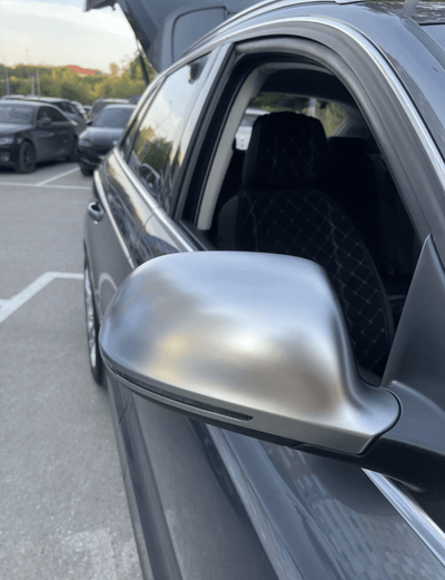 Coques rétroviseurs Audi A5 B8 chrome argent mat - vue de face - Becquet Voiture