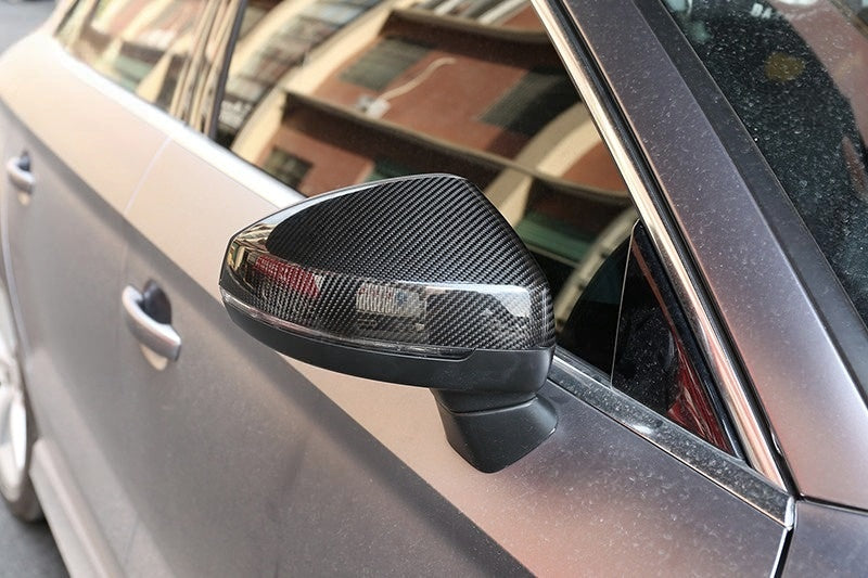 Coques rétroviseurs carbone Audi A3 8V - vue arrière - Becquet Voiture