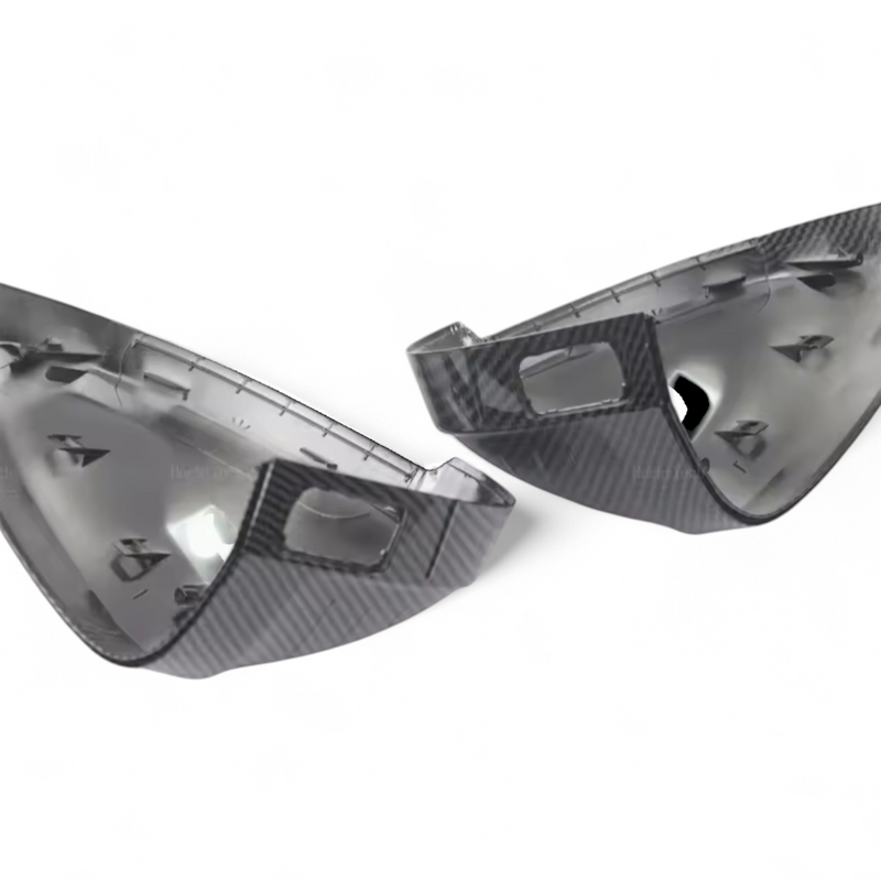 Carbon fiber Audi A4 B9 wing mirror caps - top view - Becquet Voiture