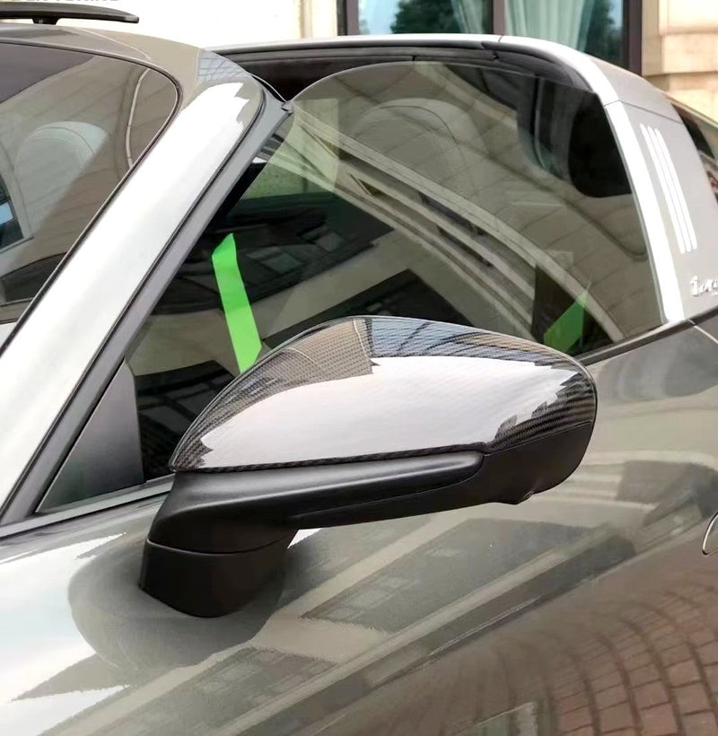Carbon-Außenspiegelkappen Porsche 911 Typ 992 2019–2024 - Dreiviertelansicht - Becquet Voiture