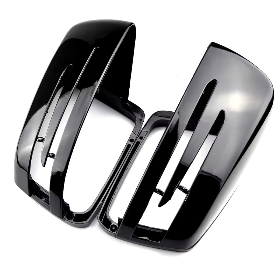Coques Rétroviseurs Noires Brillantes Mercedes Classe B W246 - vue de face - Becquet Voiture