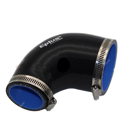 Coude Silicone Universel 90° Noir - installé sur véhicule - Becquet Voiture