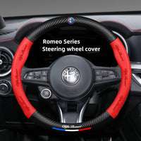 Leather Steering Wheel Cover Alfa Romeo Giulia Stelvio Giulietta - studio packshot 3 - Becquet Voiture