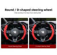 Leather Steering Wheel Cover Alfa Romeo Giulia Stelvio Giulietta - front view 2 - Becquet Voiture
