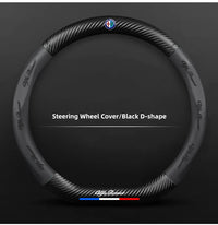 Leather Steering Wheel Cover Alfa Romeo Giulia Stelvio Giulietta - front view 3 - Becquet Voiture