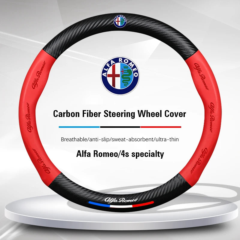 Couvre Volant Alfa Romeo Giulia Stelvio Giulietta Cuir - vue de face - Becquet Voiture