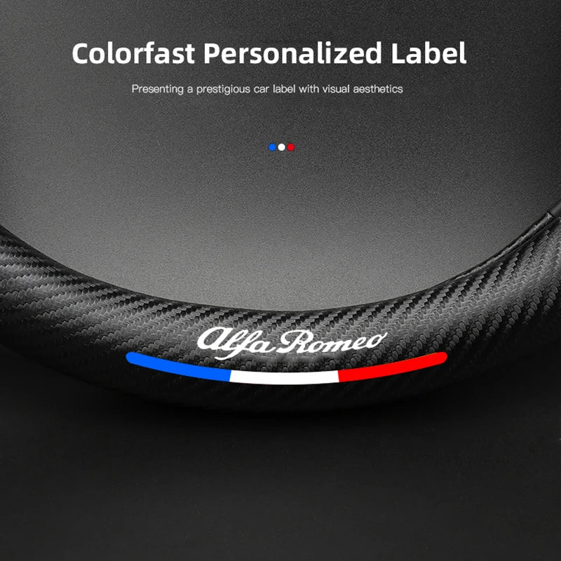 Leather Steering Wheel Cover Alfa Romeo Giulia Stelvio Giulietta - three-quarter view - Becquet Voiture