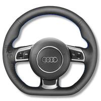 Couvre Volant Audi 8P TT R8 Cuir Alcantara Surpiqures Racing - vue de face 2 - Becquet Voiture