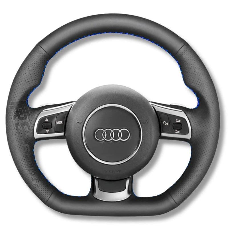 Couvre Volant Audi 8P TT R8 Cuir Alcantara Surpiqures Racing - vue de face 2 - Becquet Voiture