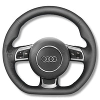 Couvre Volant Audi 8P TT R8 Cuir Alcantara Surpiqures Racing - vue de profil 2 - Becquet Voiture