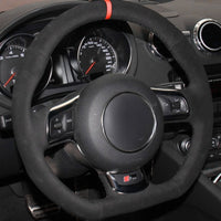 Couvre Volant Audi 8P TT R8 Cuir Alcantara Surpiqures Racing - vue de profil - Becquet Voiture