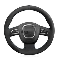Couvre Volant Audi B7 3 Branches Alcantara Surpiqures - vue de trois-quarts - Becquet Voiture