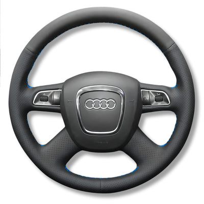 Couvre Volant Audi B7 4 Branches Cuir - installé sur véhicule - Becquet Voiture
