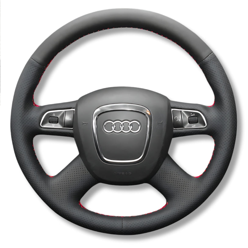 Couvre Volant Audi B7 4 Branches Cuir - vue de face - Becquet Voiture