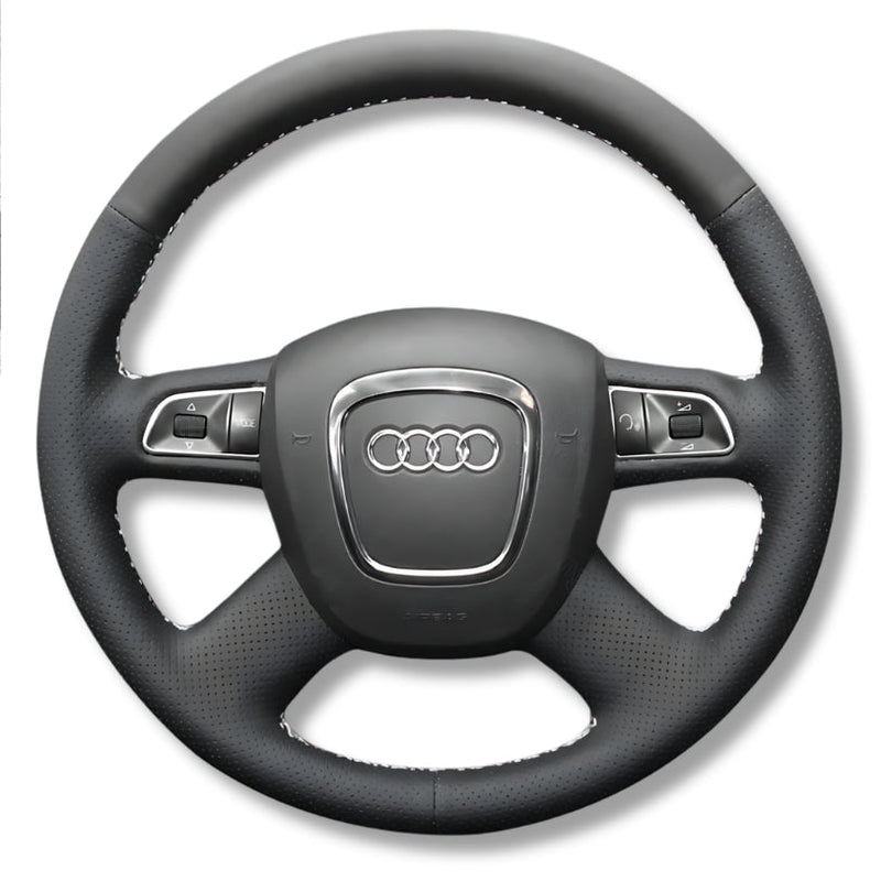 Lenkradbezug Audi B7 4-Speichen Leder - Dreiviertelansicht - Becquet Voiture