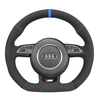 Couvre Volant Audi B8 Méplat Alcantara Surpiqures - installé sur véhicule - Becquet Voiture