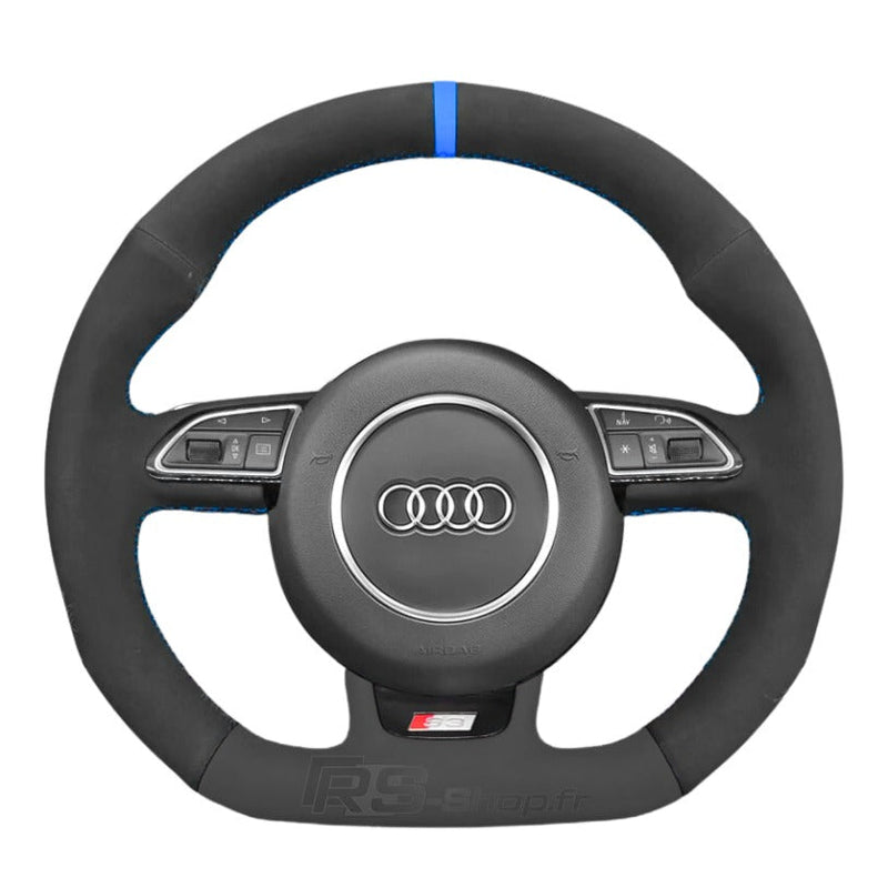 Couvre Volant Audi B8 Méplat Alcantara Surpiqures - installé sur véhicule - Becquet Voiture