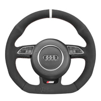 Couvre Volant Audi B8 Méplat Alcantara Surpiqures - vue arrière - Becquet Voiture