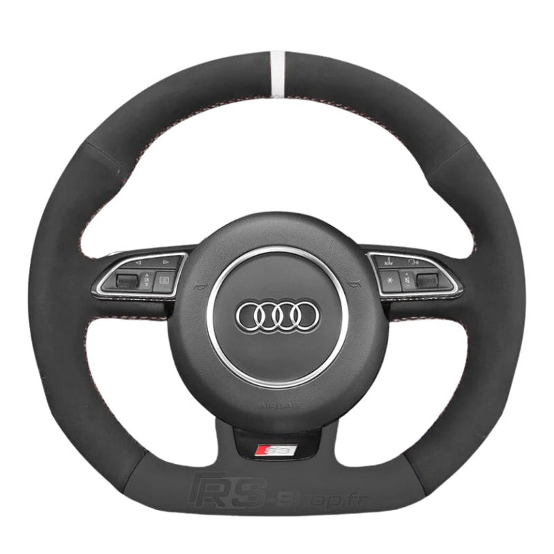 Couvre Volant Audi B8 Méplat Alcantara Surpiqures - vue arrière - Becquet Voiture